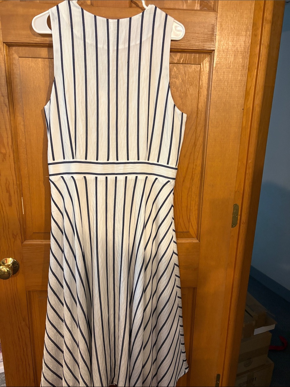 Alex Marie size 12 Sleeveless White Dress with Navy Stripe - Classic Wrap Style - Picture 6 of 6